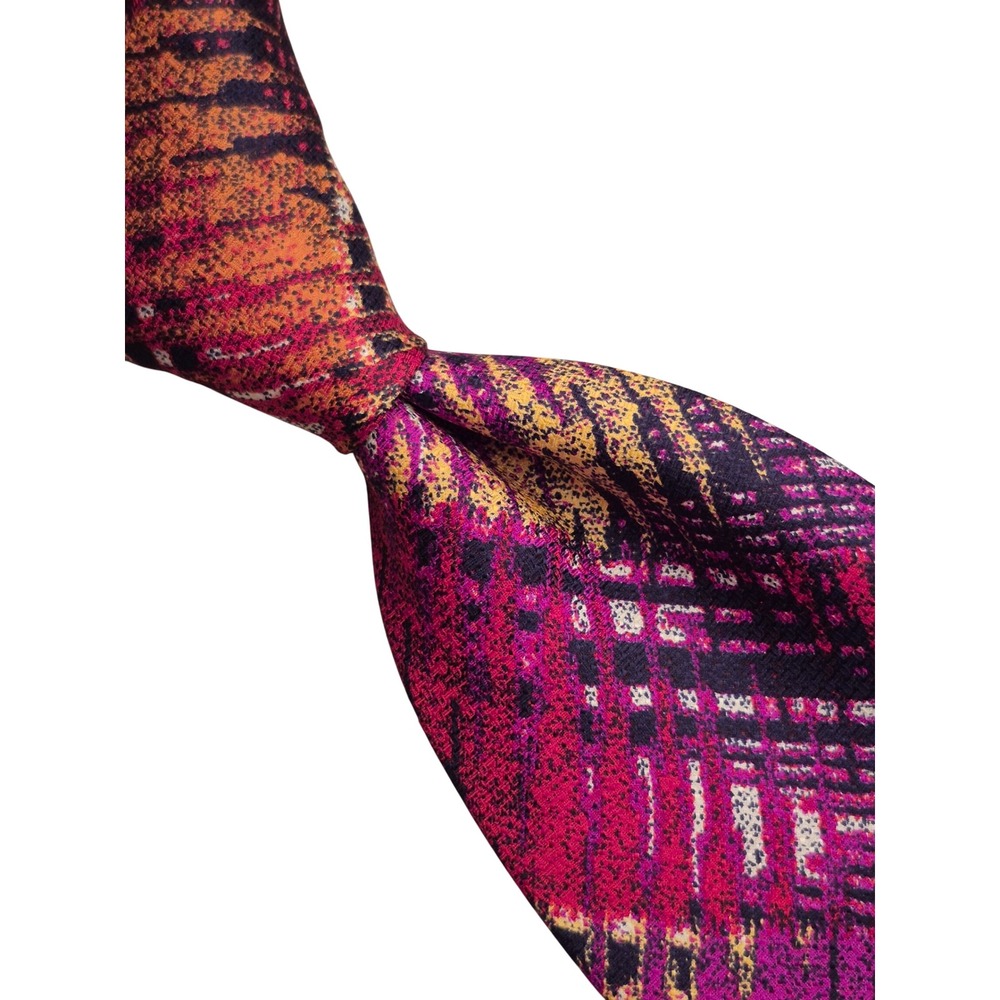 Missoni Cravatte Silk Tie Mens Abstract Geometric Magenta Orange Navyvint Spain